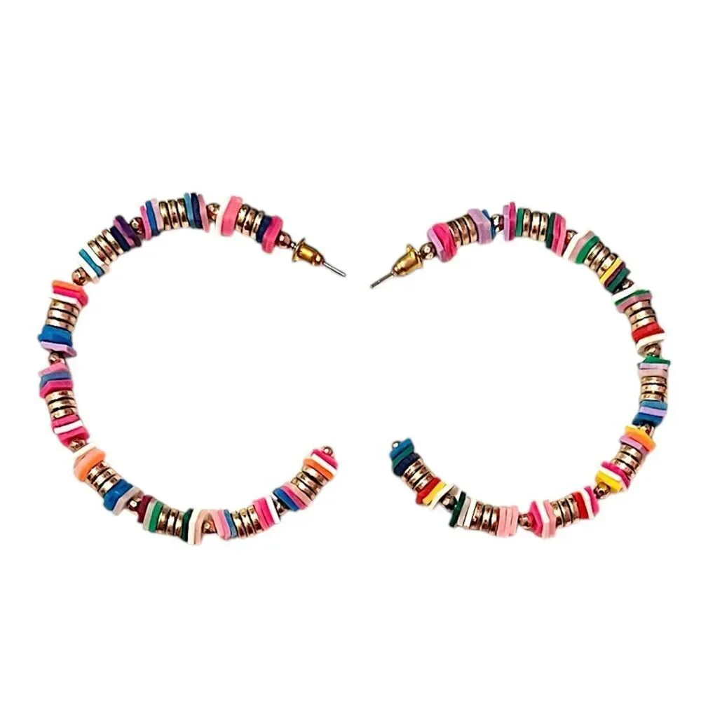 Colorful Heshi Beaded 2.25” Hoop Earrings